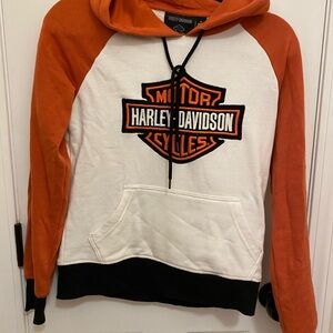 Harley-Davidson Womans Bold Orange and White Hoodie
